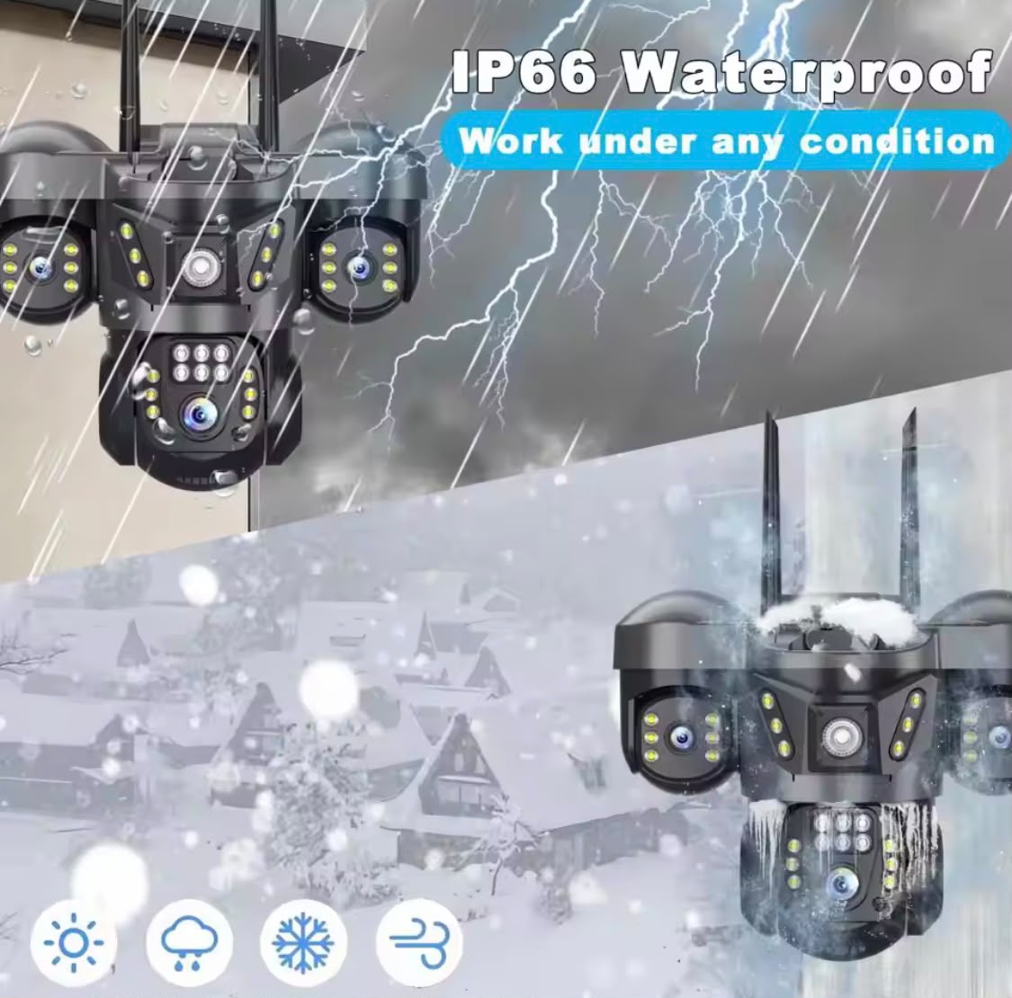 9MP Triple Lens WiFi/4G Smart PTZ Outdoor Security Camera with Auto Tracking & Night Vision