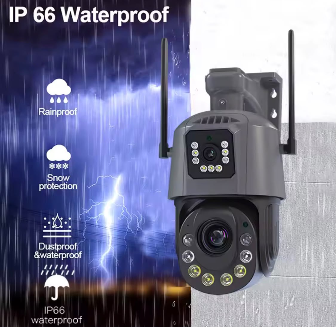 6MP Dual Lens 4G/WiFi Smart PTZ Outdoor Security Camera with 50X Zoom & Night Vision