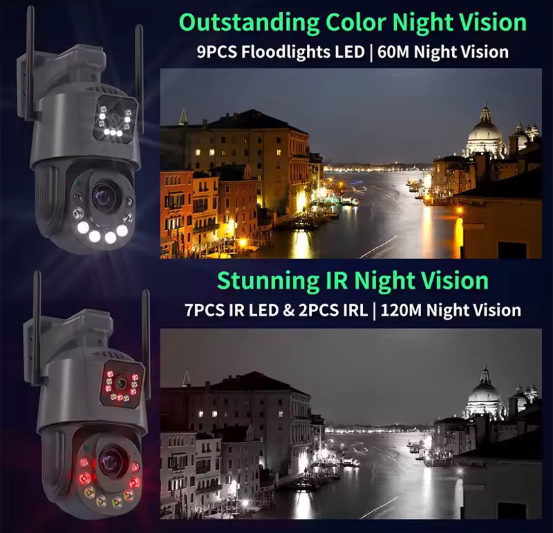 6MP Dual Lens 4G/WiFi Smart PTZ Outdoor Security Camera with 50X Zoom & Night Vision