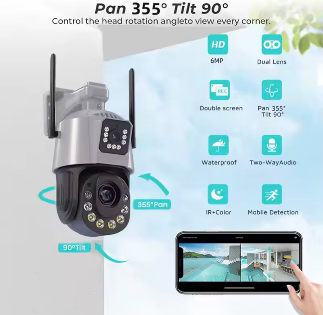 6MP Dual Lens 4G/WiFi Smart PTZ Outdoor Security Camera with 50X Zoom & Night Vision