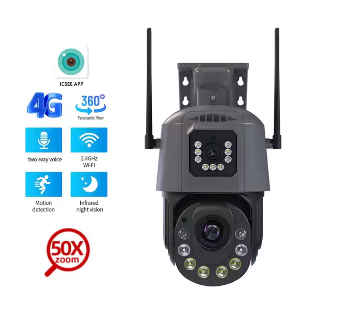 6MP Dual Lens 4G/WiFi Smart PTZ Outdoor Security Camera with 50X Zoom & Night Vision